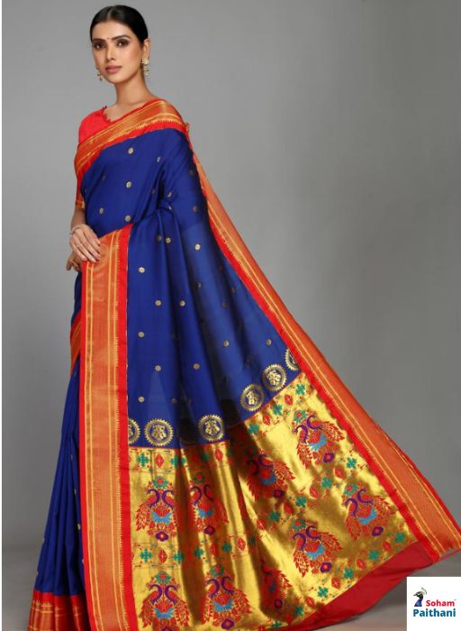 Buy Admiral Blue Paithani Saree online-Karagiri